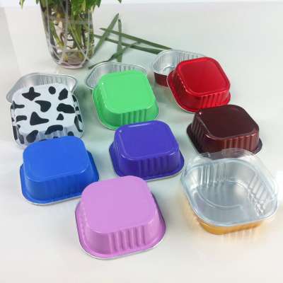 disposable food grade retangular aluminum foil container for cup cakes with lids