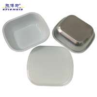 square whited coated disposable aluminum foil airline food container / tray for airlines